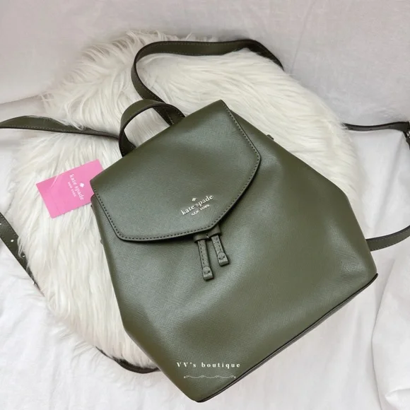 New Kate Spade Lizzie Saffiano Leather Medium Flap Backpack Enchanted Green New Kate Spade Lizzie Saffiano Leather Medium Flap Backpack  main image 3